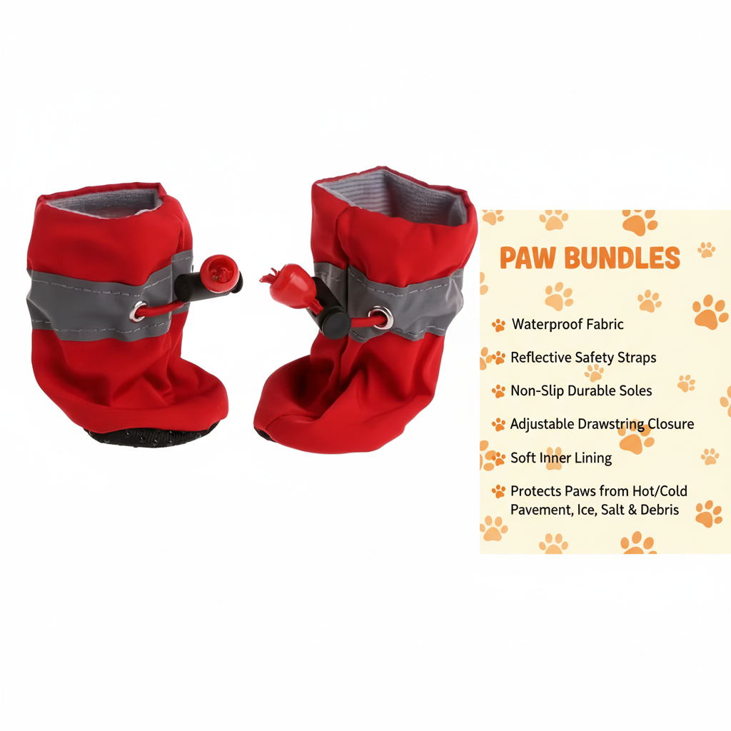 🐾 Paw Bundles – All-Weather Protective Dog Boots (4-Pack)