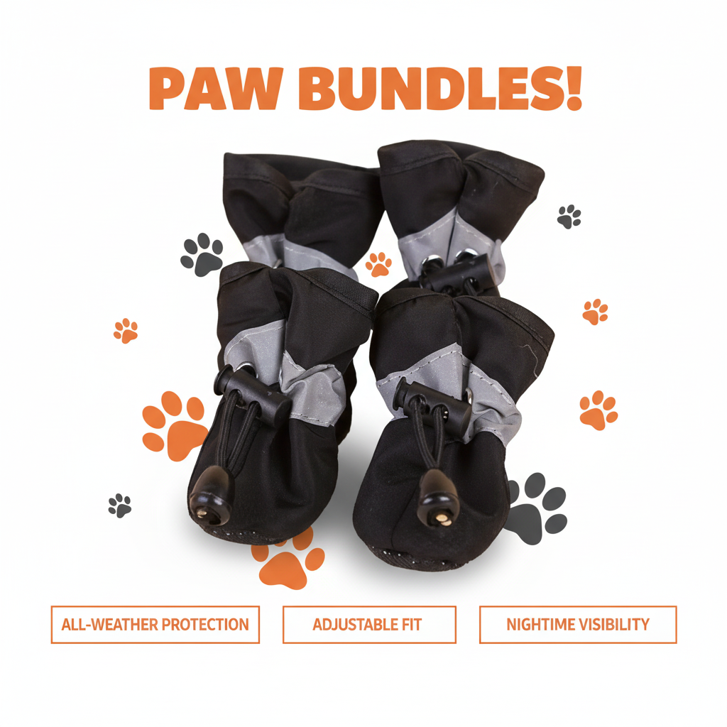 🐾 Paw Bundles – All-Weather Protective Dog Boots (4-Pack)