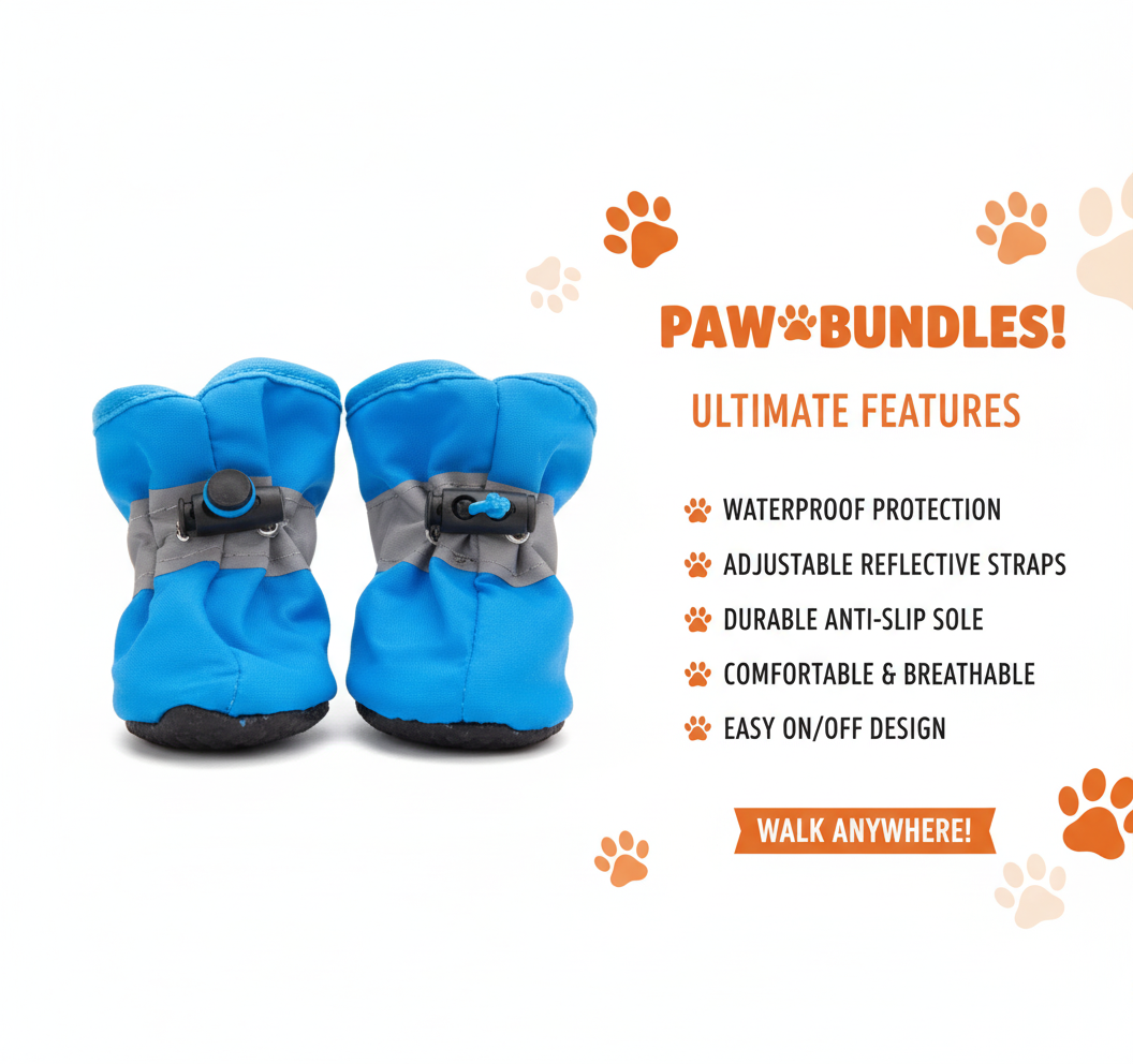 🐾 Paw Bundles – All-Weather Protective Dog Boots (4-Pack)